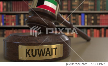 Flag of Kuwait on judges gavel in court. National justice or jurisdiction related conceptual 3D Flag of Kuwait on judges gavel in court. National justice or jurisdiction related conceptual 3D 55514974
