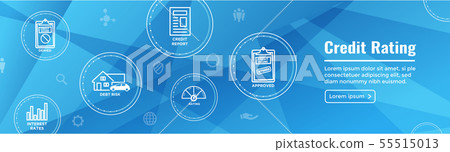 Credit Rating Header Web Banner with Debt, Credit 55515013