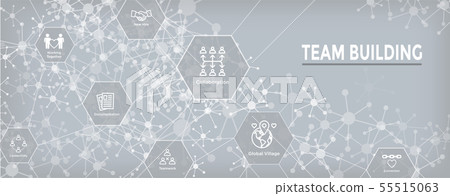 Team Building Teamwork Connectivity Icon Set Stock