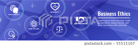 Business Ethics Web Banner Icon Set with Honesty, Business Ethics Web Banner Icon Set with Honesty, 55515107