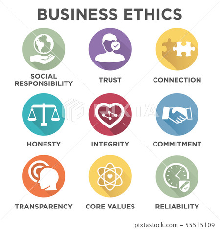 Business Ethics Solid Icon Set 55515109