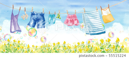 乾衣服和肥皂泡（裙子，毛巾，襪子，褲子，牛仔布，兒童服裝，camiso） 55515224