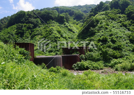 Shinshu Odani Village Sabo設施Tsutanigawa Votive Steel cell dams填充土壤的重力式水壩 55516733