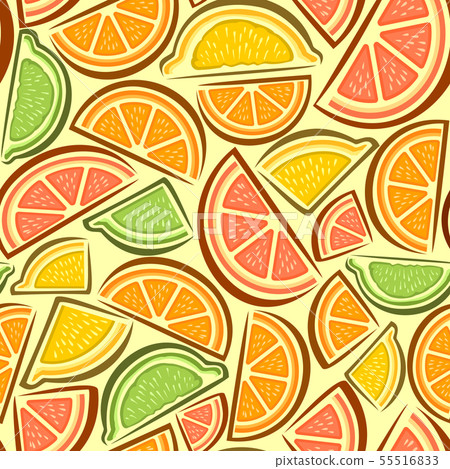 Vector citrus seamless pattern - Stock Illustration [55516833] - PIXTA