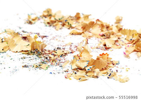 Shavings from multicolored pencils on white 55516998