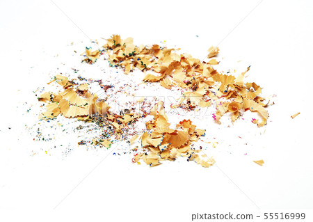 Shavings from multicolored pencils on white Shavings from multicolored pencils on white 55516999