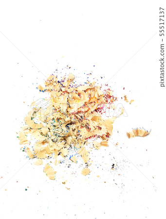 Shavings from multicolored pencils on white 55517137