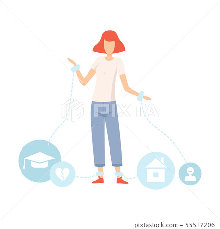 Teen Girl Wearing Shackles, Teenager Puberty Problems, Girl Experiencing Stress, Learning Problems 55517206