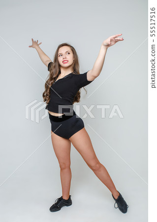 Beautiful young girl in the dance movement. Studio 55517516