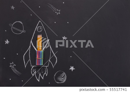 Creative school stationery promotion for advertisement on black 55517741