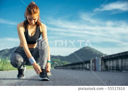 Asian woman is workout and running at the morning, Asian woman is workout and running at the morning, 55517810