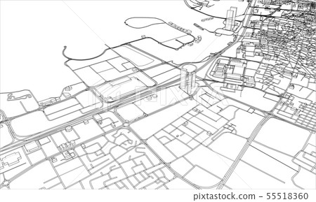 Outline city concept. Wire-frame style Outline city concept. Wire-frame style 55518360