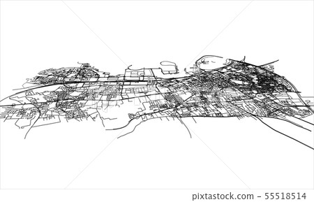 Outline city concept. Wire-frame style 55518514