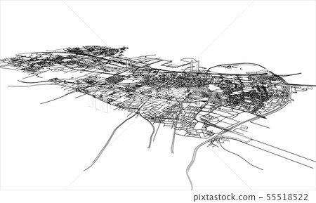 Outline city concept. Wire-frame style 55518522