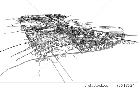 Outline city concept. Wire-frame style Outline city concept. Wire-frame style 55518524