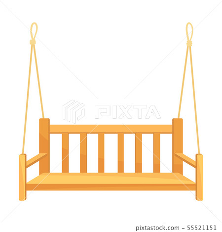 Suspended wooden swing. Vector illustration on white background. 55521151