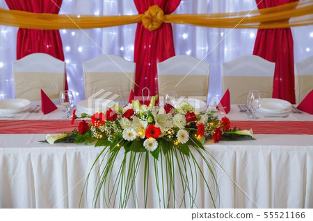 Large dining hall with tables set up 55521166