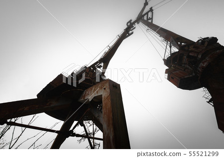 Rusty old industrial dock cranes at Chernobyl Rusty old industrial dock cranes at Chernobyl 55521299