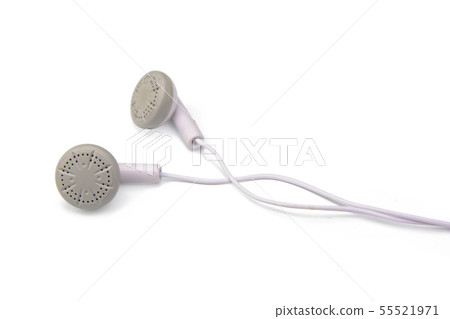 white earphones isolated on white background with white earphones isolated on white background with 55521971