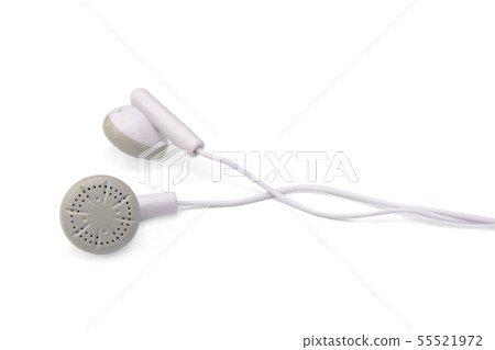 white earphones isolated on white background with 55521972