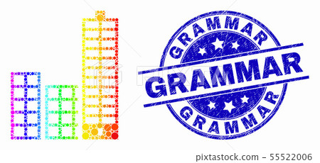 Vector Bright Pixel City Buildings Icon and Grunge Grammar Watermark 55522006