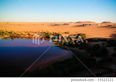 Sunset aerial Panoramic view to Yoa lake group of 55522121
