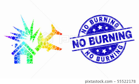 Vector Spectral Pixel Airplane Disaster Icon and Distress No Burning Stamp 55522178