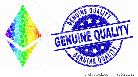 Vector Rainbow Colored Pixel Crystal Icon and Distress Genuine Quality Watermark Vector Rainbow Colored Pixel Crystal Icon and Distress Genuine Quality Watermark 55522182