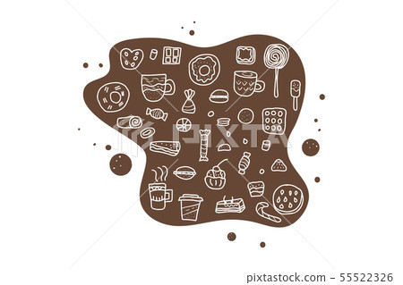 Dessert vector set elements in doodle style.  55522326