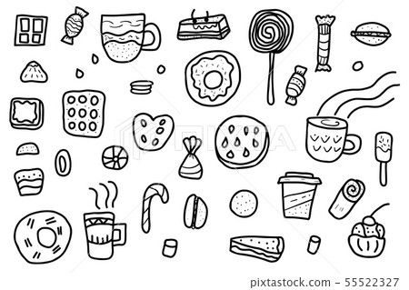 Dessert vector set elements in doodle style. Dessert vector set elements in doodle style. 55522327