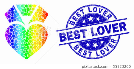 Vector Spectrum Dotted Heart Award Icon and... - Stock Illustration ...