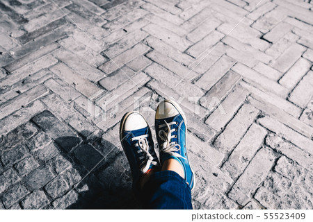 Foot and legs seen from above Foot and legs seen from above 55523409