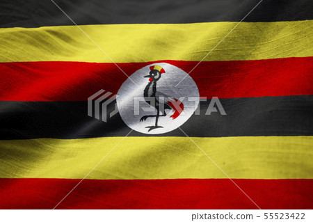 Closeup of Ruffled Uganda Flag Closeup of Ruffled Uganda Flag 55523422