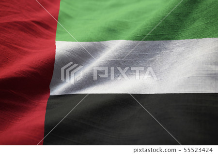 Closeup of Ruffled United Arab Emirates Flag 55523424