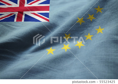 Closeup of Ruffled Tuvalu Flag Closeup of Ruffled Tuvalu Flag 55523425