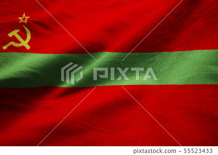 Closeup of Ruffled Transnistria Flag Closeup of Ruffled Transnistria Flag 55523433
