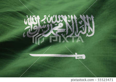 Closeup of Ruffled Saudi Arabia Flag 55523471