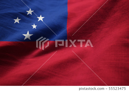 Closeup of Ruffled Samoa Flag 55523475