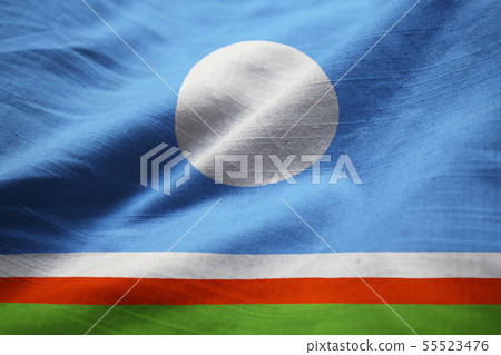 Closeup of Ruffled Sakha Republic Flag Closeup of Ruffled Sakha Republic Flag 55523476