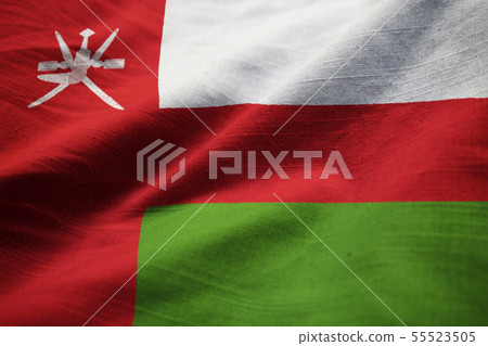Closeup of Ruffled Oman Flag 55523505