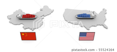 USA China Trade Problem Tariff 3D Illustration 55524164