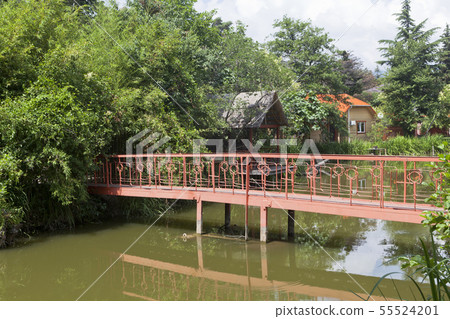 Footbridge in park restaurant "Lake Divnoe" 55524201