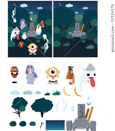 Liver trial and ghost illustrations set Liver trial and ghost illustrations set 55524579