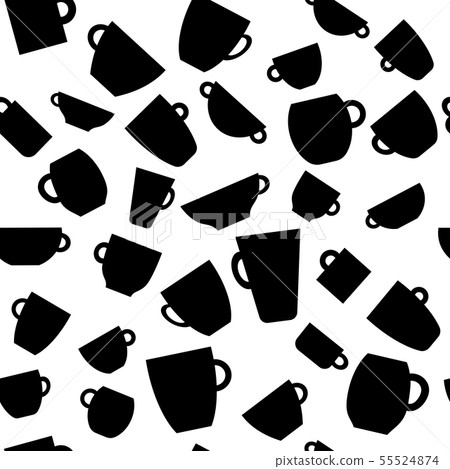 Abstract black and white pattern with cups of tea - Stock Illustration ...