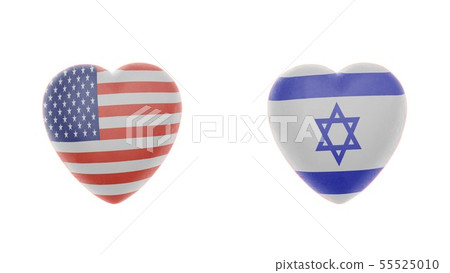 American and Israel Flags Heart. Partnership 55525010
