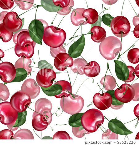 Seamless pattern with cherry berries on white Seamless pattern with cherry berries on white 55525226