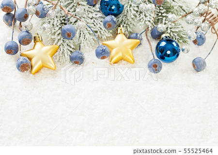 Merry Christmas card. Composition with green Xmas Merry Christmas card. Composition with green Xmas 55525464