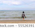 Boy on the edge of the sea, Italy, Riccione 55526391