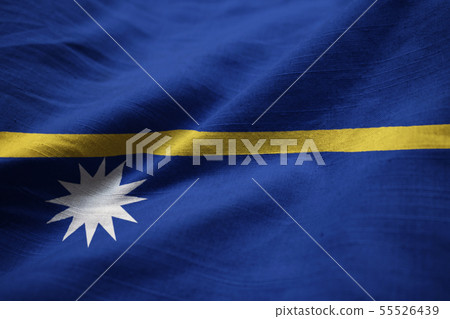 Closeup of Ruffled Nauru Flag 55526439