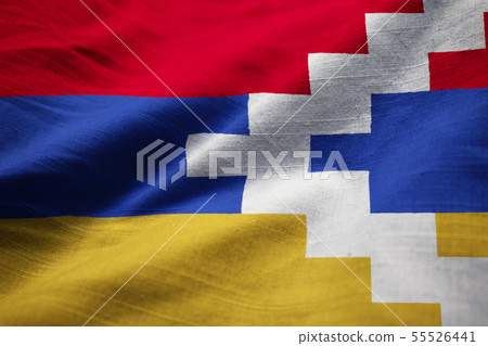 Closeup of Ruffled Nagorno Karabakh Flag Closeup of Ruffled Nagorno Karabakh Flag 55526441